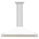 48in. Autograph Edition Convertible Stainless Steel Range Hood with White Matte Shell and Polished Polished Gold Accents view 3