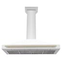 48in. Autograph Edition Convertible Stainless Steel Range Hood with White Matte Shell and Polished Polished Gold Accents view 4