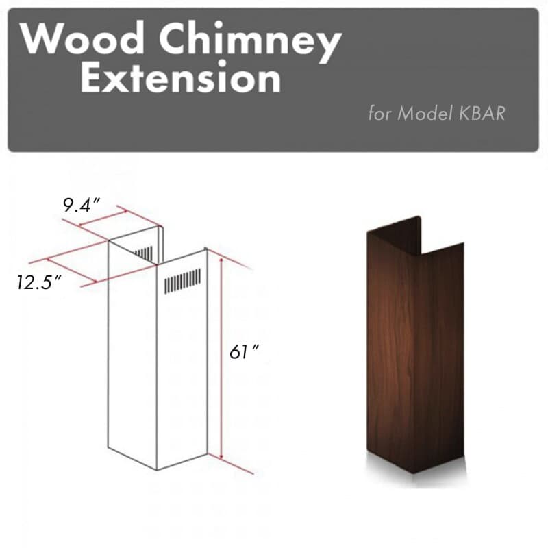 61" Wooden Chimney Extension for Ceilings up to 12.5 ft.