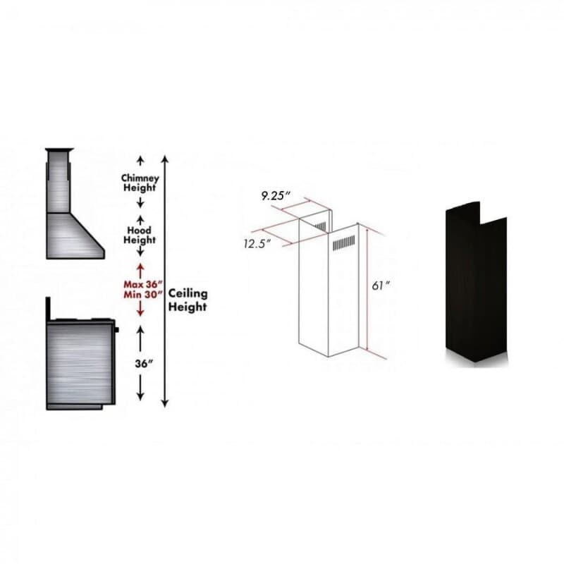 61" Wooden Chimney Extension for Ceilings up to 12.5 ft.