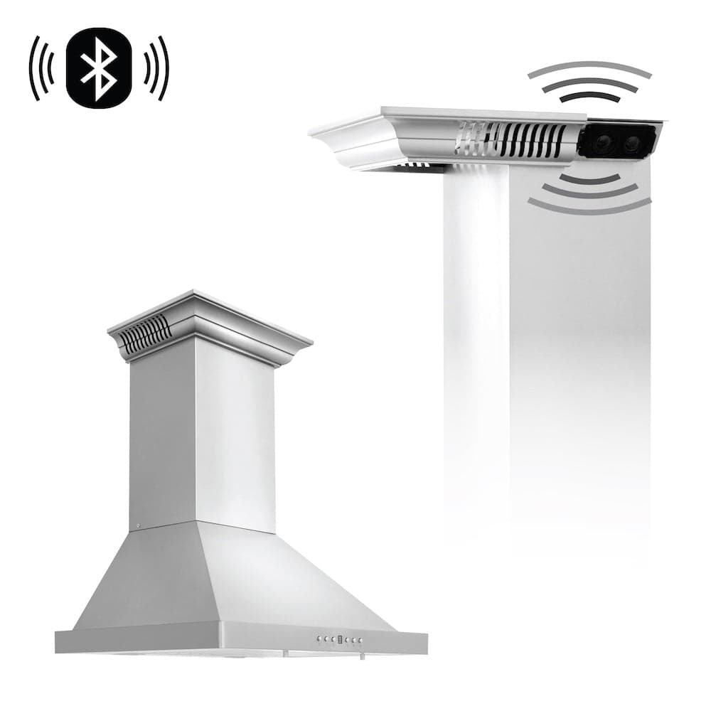24 In. Crownsound™ Ducted Vent Wall Mount Range Hood In Stainless Steel With Built-in Bluetooth Speakers