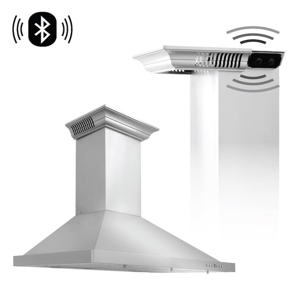 36 In. Crownsound™ Ducted Vent Wall Mount Range Hood In Stainless Steel With Built-in Bluetooth Speakers