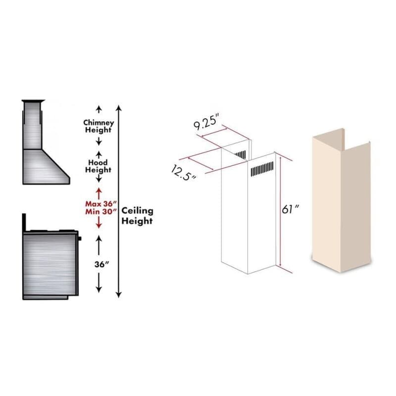 61" Wooden Chimney Extension for Ceilings up to 12.5 ft.