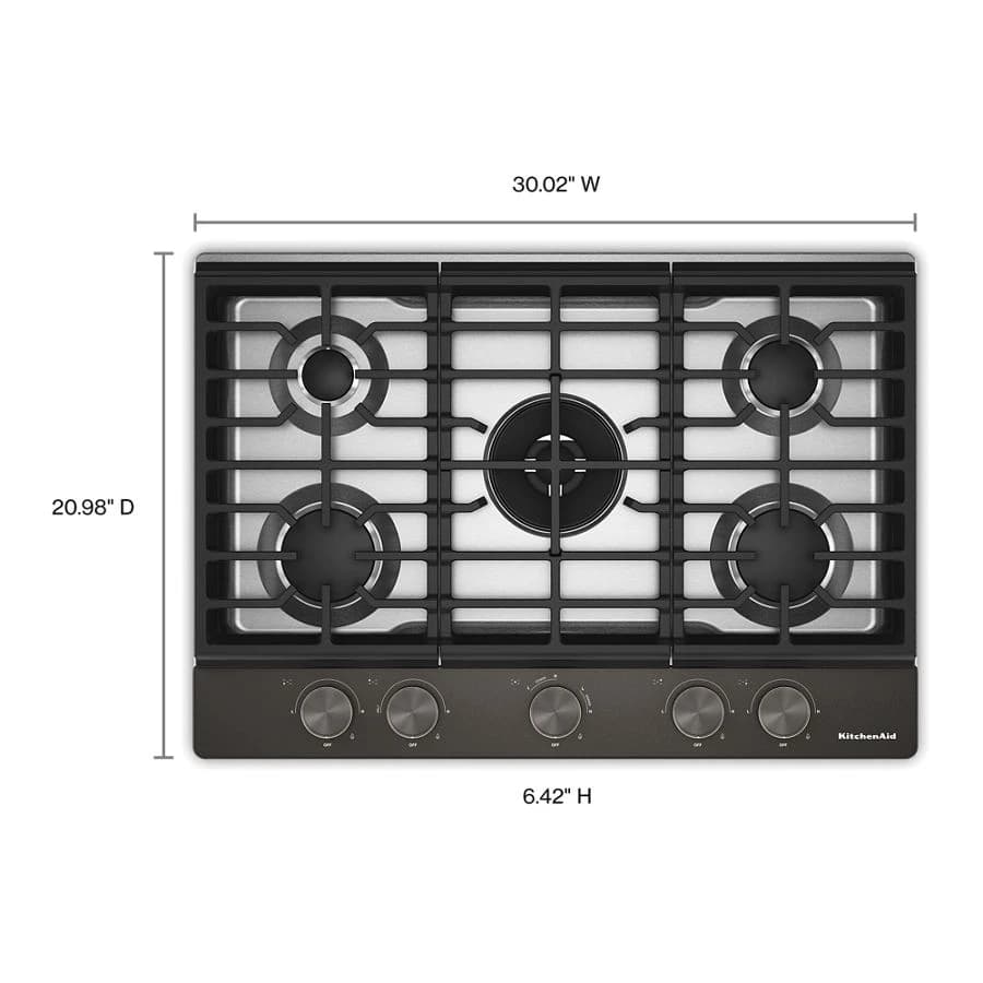 30 in. Gas Cooktop with 5 Burners, Integrated Wok Grate and CookShield™ Finish