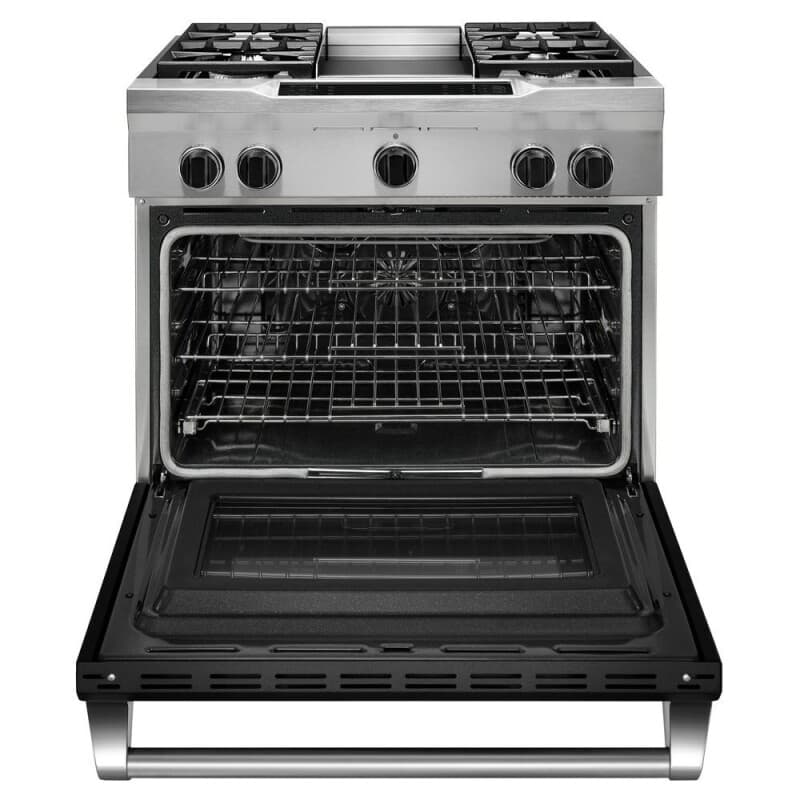 36'' 4-Burner with Griddle, Dual Fuel Freestanding Range, Commercial-Style