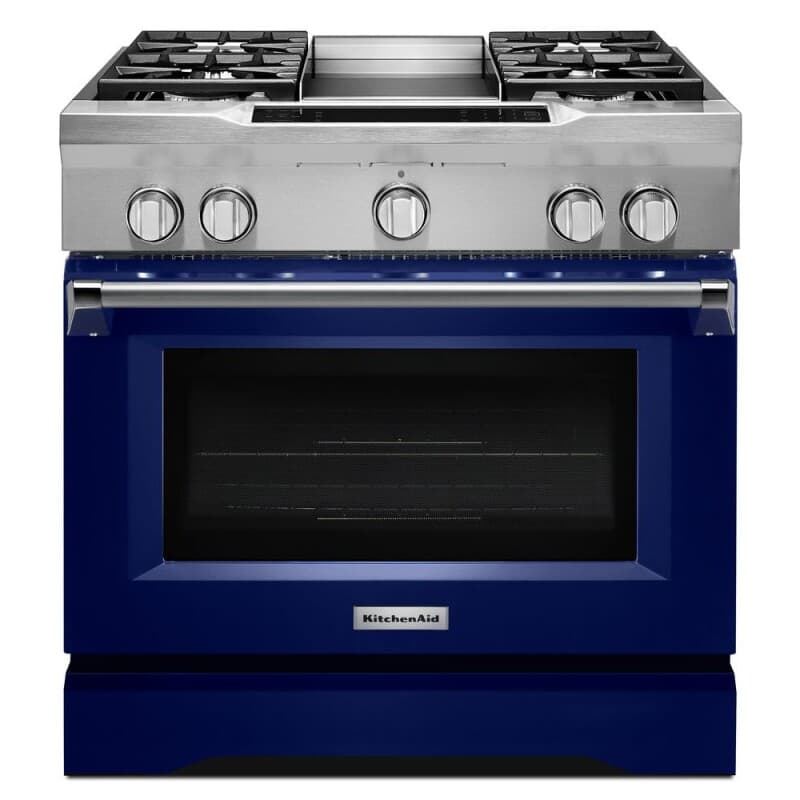 36'' 4-Burner with Griddle, Dual Fuel Freestanding Range, Commercial-Style