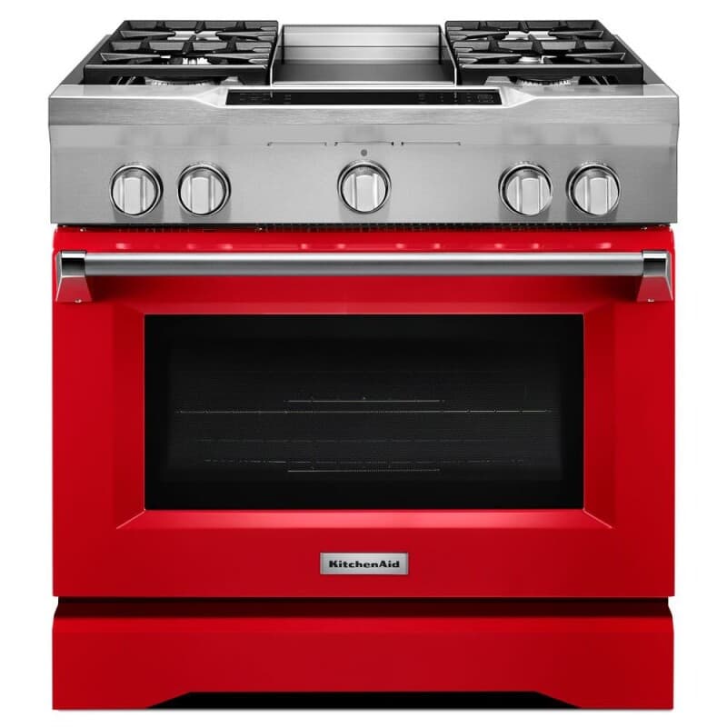 36'' 4-Burner with Griddle, Dual Fuel Freestanding Range, Commercial-Style