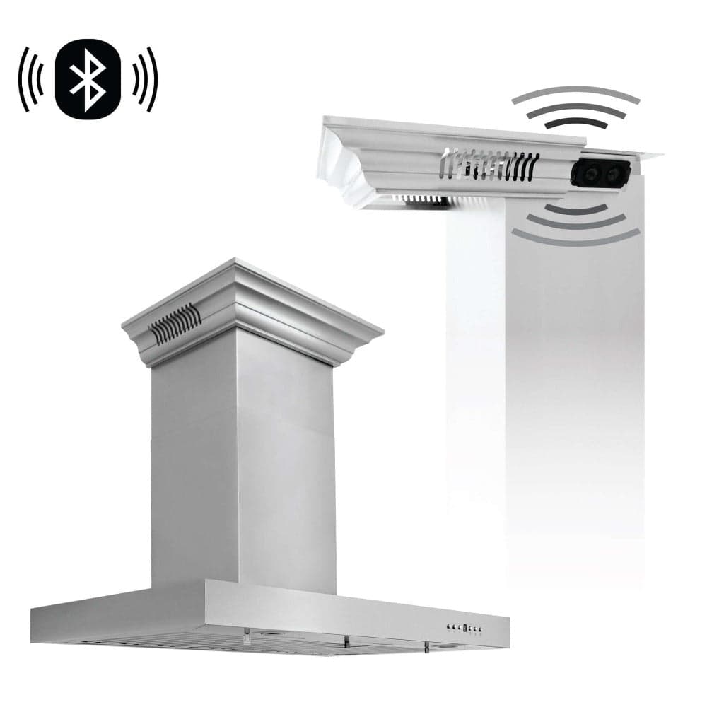 36 In. Crownsound™ Ducted Vent Wall Mount Range Hood In Stainless Steel With Built-in Bluetooth Speakers