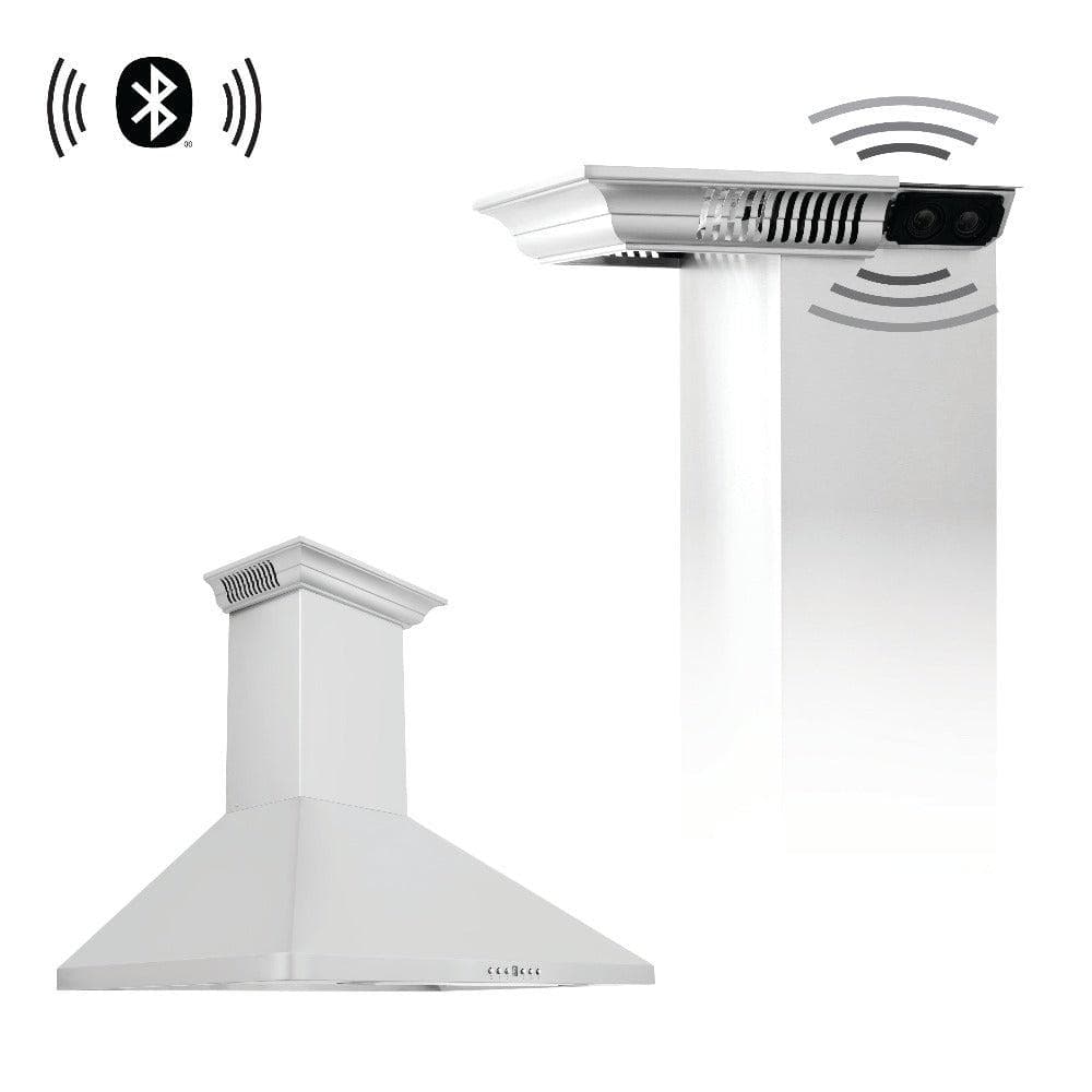 30" CrownSound‚ Ducted Vent Wall Mount Range Hood with Built-in Bluetooth Speakers
