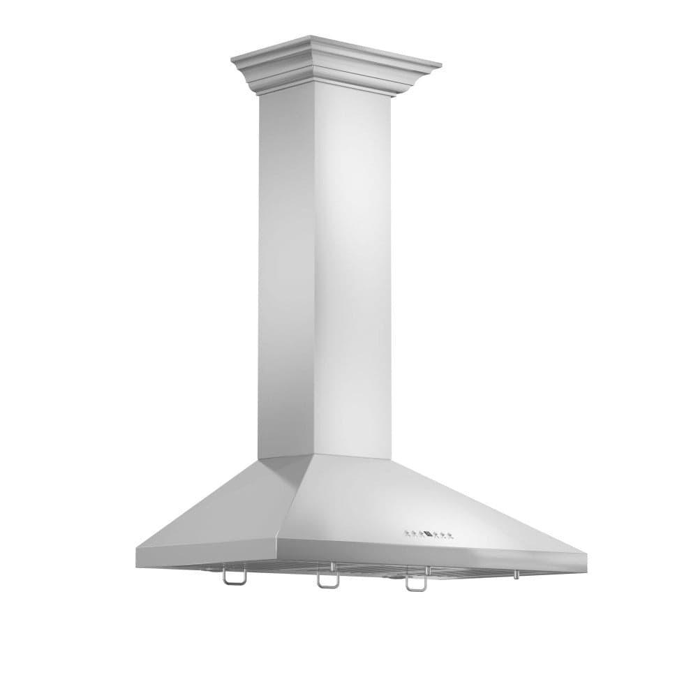 36 In. Convertible Vent Wall Mount Range Hood In Stainless Steel With Crown Molding