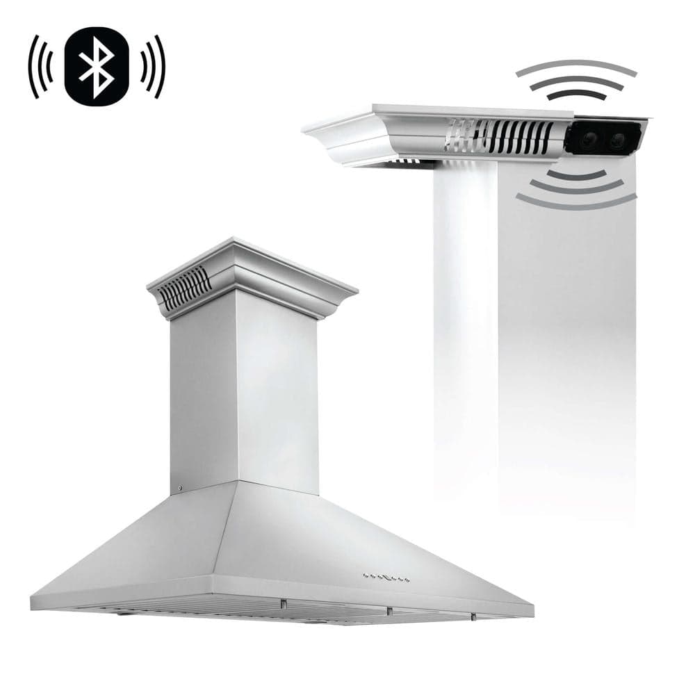 42 In. Crownsound™ Ducted Vent Wall Mount Range Hood In Stainless Steel With Built-in Bluetooth Speakers