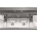 72 in. 18-Gauge 2-Compartment Commercial Sink with Backsplash and Dual 18 in. Drainboards, Bowl Dimensions 18"x18"x14" in Stainless-Steel view 7