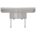 72 in. 18-Gauge 2-Compartment Commercial Sink with Backsplash and Dual 18 in. Drainboards, Bowl Dimensions 18"x18"x14" in Stainless-Steel view 10