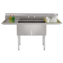 72 in. 16-Gauge Commercial Sink with Backsplash and Dual 18 in. Drainboards, Bowl Dimensions 18"x18"x14" in Stainless-Steel view 1
