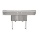 72 in. 16-Gauge Commercial Sink with Backsplash and Dual 18 in. Drainboards, Bowl Dimensions 18"x18"x14" in Stainless-Steel view 9