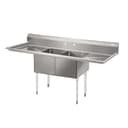 72 in. 16-Gauge Commercial Sink with Backsplash and Dual 18 in. Drainboards, Bowl Dimensions 18"x18"x14" in Stainless-Steel view 10