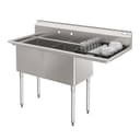 57 in. 18-Gauge 2-Compartment Commercial Sink with Backsplash and 18 in. Right Drainboard, Bowl Dimensions 18"x18"x14" in Stainless-Steel view 2