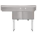 57 in. 18-Gauge 2-Compartment Commercial Sink with Backsplash and 18 in. Right Drainboard, Bowl Dimensions 18"x18"x14" in Stainless-Steel view 10