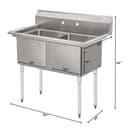 42 in. 16-Gauge 2-Compartment Commercial Sink with Backsplash, Bowl Dimensions 18"x18"x14" in Stainless-Steel view 3