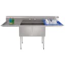 84 in. 18-Gauge 2-Compartment Commercial Sink with Backsplash and 24 in. Dual Drainboards, Bowl dimensions 18"x24"x14" in Stainless-Steel view 1