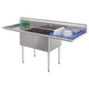 84 in. 18-Gauge 2-Compartment Commercial Sink with Backsplash and 24 in. Dual Drainboards, Bowl dimensions 18"x24"x14" in Stainless-Steel view 2
