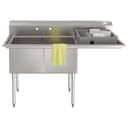 63 in. 18-Gauge 2-Compartment Commercial Sink with Backsplash and 24 in. Right Drainboard, Bowl dimensions 18"x24"x14" in Stainless-Steel view 1