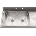 63 in. 18-Gauge 2-Compartment Commercial Sink with Backsplash and 24 in. Right Drainboard, Bowl dimensions 18"x24"x14" in Stainless-Steel view 6