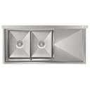 63 in. 18-Gauge 2-Compartment Commercial Sink with Backsplash and 24 in. Right Drainboard, Bowl dimensions 18"x24"x14" in Stainless-Steel view 7