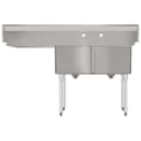 63 in. 18-Gauge 2-Compartment Commercial Sink with Backsplash and 24 in. Right Drainboard, Bowl dimensions 18"x24"x14" in Stainless-Steel view 10