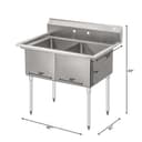 42 in. 18-Gauge 2-Compartment Commercial Sink with Backsplash, Bowl dimensions 18"x24"x14" in Stainless-Steel view 3
