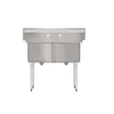 42 in. 18-Gauge 2-Compartment Commercial Sink with Backsplash, Bowl dimensions 18"x24"x14" in Stainless-Steel view 10