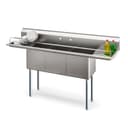 75 in Three Compartment Commercial Sink, Bowl Size 15x15x14, 18 Gauge Stainless-Steel with 2 Drainboards view 1