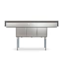 75 in Three Compartment Commercial Sink, Bowl Size 15x15x14, 16 Gauge Stainless-Steel with 2 Drainboards view 7