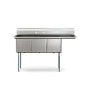 63 in. Three Compartment Commercial Sink, Bowl Size 15x15x14, Stainless-Steel 16 Gauge with Right Drainboard view 3
