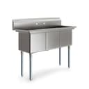 51 in. Three Compartment Commercial Sink, Bowl Size 15x15x14, 18 Gauge Stainless-Steel view 10