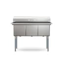 51 in. Three Compartment Commercial Sink, Bowl Size 15x15x14, 16 Gauge Stainless-Steel view 6