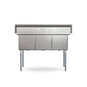 51 in. Three Compartment Commercial Sink, Bowl Size 15x15x14, 16 Gauge Stainless-Steel view 8