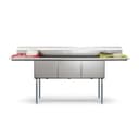 90 in. Three Compartment Commercial Sink Bowl Size 18x18x14 18-Gauge Stainless-Steel with 2 Drainboards view 2