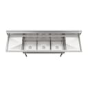 90 in. Three Compartment Commercial Sink Bowl Size 18x18x14 18-Gauge Stainless-Steel with 2 Drainboards view 6