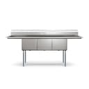 90 in. Three Compartment Commercial Sink Bowl Size 18x18x14 18-Gauge Stainless-Steel with 2 Drainboards view 7