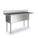 75 in. Three Compartment Commercial Sink Bowl Size 18x18x14 Stainless-Steel 18 Gauge with Right Drainboard view 8