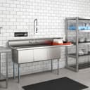 75 in. Three Compartment Commercial Sink Bowl Size 18x18x14 Stainless-Steel 18 Gauge with Right Drainboard view 10