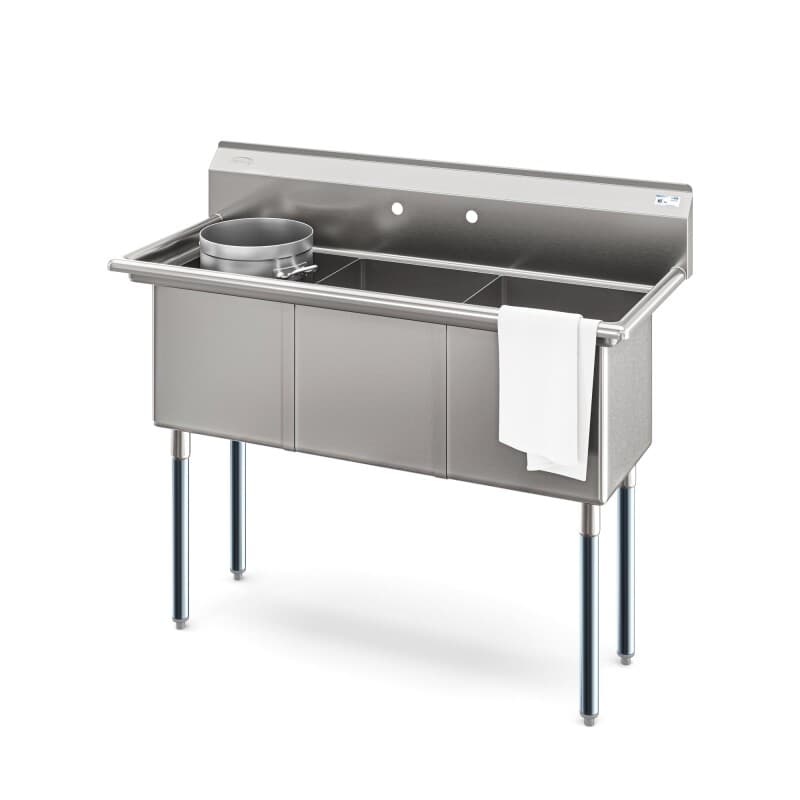60 in. Three Compartment Commercial Sink Bowl Size 18x18x14 Stainless-Steel 18 Gauge