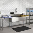 102 in. Three Compartment Commercial Sink Bowl Size 18x24x14 Stainless-Steel 18 Gauge with Two Drainboards view 5