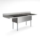 102 in. Three Compartment Commercial Sink Bowl Size 18x24x14 Stainless-Steel 18 Gauge with Two Drainboards view 7