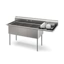 81 in. Three Compartment Commercial Sink Bowl Size 18x24x14 Stainless-Steel 18 Gauge with Right Drainboard view 1
