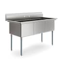 60 in. Three Compartment Commercial Sink, Bowl Size 18x24x14 in 18-Gauge Stainless-Steel view 6