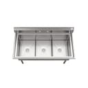 60 in. Three Compartment Commercial Sink, Bowl Size 18x24x14 in 18-Gauge Stainless-Steel view 7