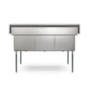 60 in. Three Compartment Commercial Sink, Bowl Size 18x24x14 in 18-Gauge Stainless-Steel view 8