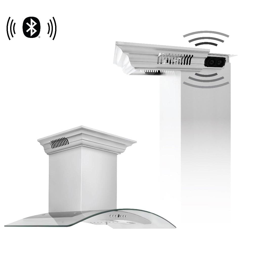 30" CrownSound‚ Ducted Vent Wall Mount Range Hood with Built-in Bluetooth Speakers